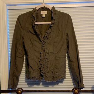 LOFT Women's Olive Ruffled Blazer